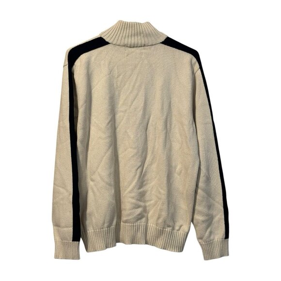 Vtg Polo Ralph Lauren Sweater Mens Size XL 1/4 Zip 100% Cotton Leather Pull - Picture 2 of 14
